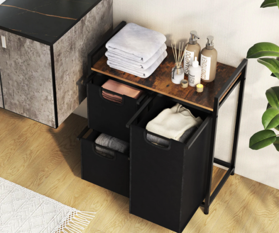 Кошик для білизни Costway Nordi 58 л в стилі Loft чорний Киев