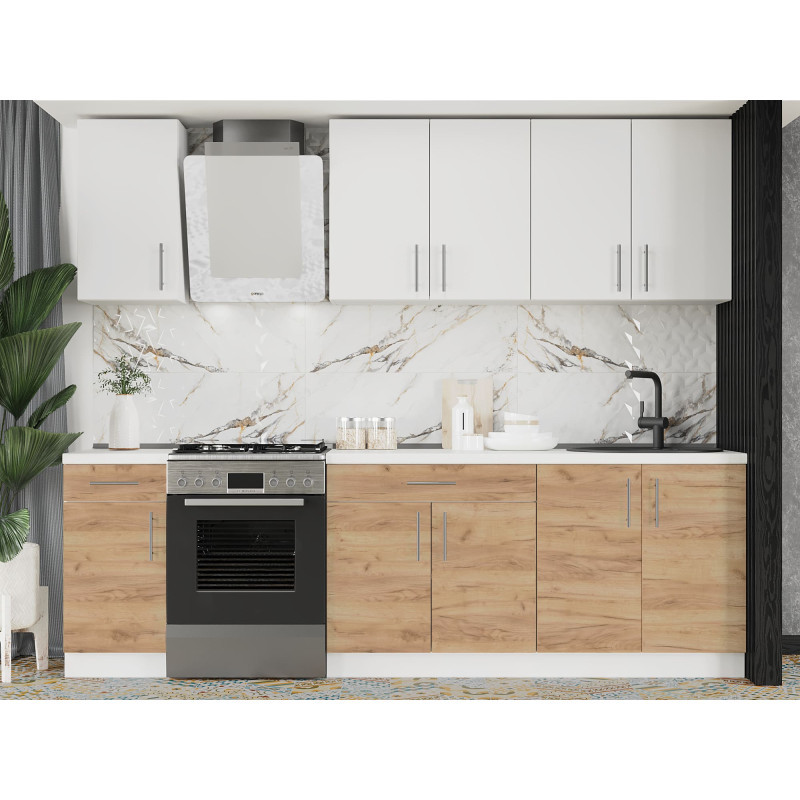 Кухня модульна Эверест Оптима набор №3 Нимфея альба+Дуб крафт золотой 2,6 м (без столешницы) (DTM-5701) Львов - изображение 1