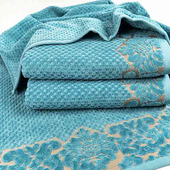Банное махровое полотенце 70x140см Damask Премиум качества Жаккардовое с велюром 550г/м2 (Изумрудный Сумы