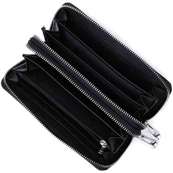 Стильний фактурний клатч на два відділення із лакованої натуральної шкіри ST Leather 22693 Чорний Київ