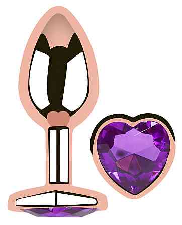 Анальна пробка з кристалом EGZO - Rose Gold Heart Plug Purple size S Sex Aura Київ
