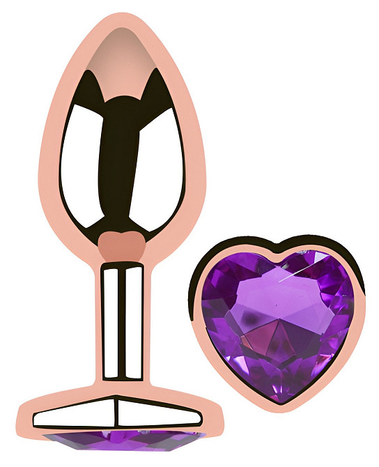 Анальна пробка з кристалом EGZO - Rose Gold Heart Plug Purple size S Sex Aura Київ - фото 2