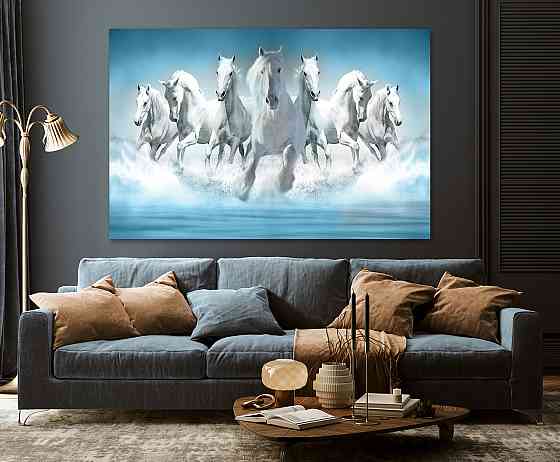 Картина холст в гостиную / спальню   Білі коні    MLP_314 60x100 см Киев