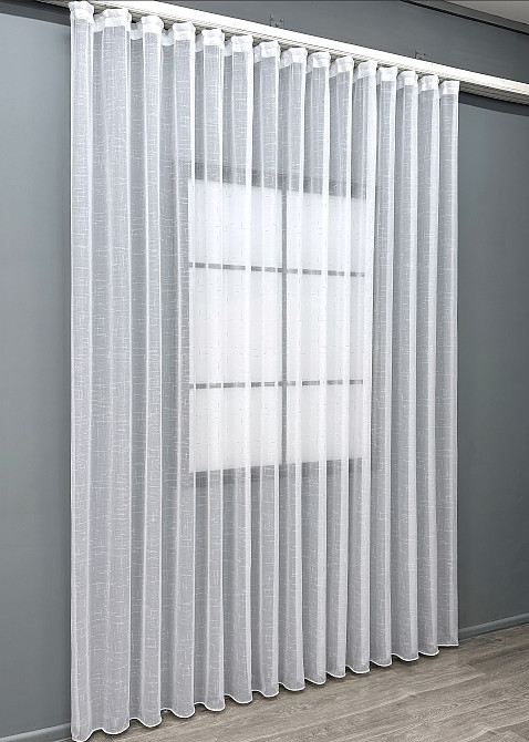 Тюль VR-Textil 1208т Івонна Льон Білий з срібним вкрапленням 500х250 см (43-049) Київ - фото 11