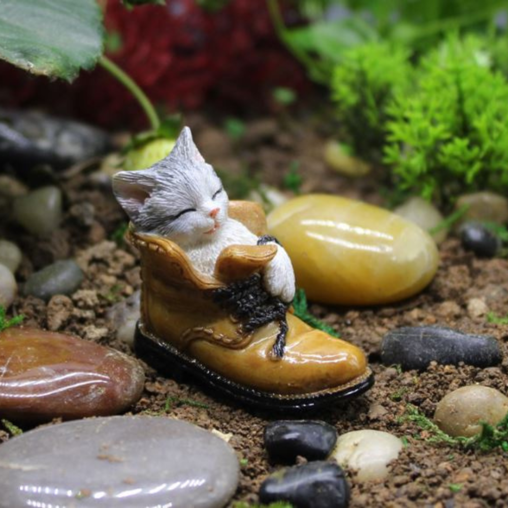 Декоративная фигурка Котенок в ботинке для мини-сада, микроландшафта, декора интерьера, флорариума. Полистоун Одесса - изображение 3