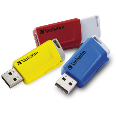 USB флеш накопитель Verbatim 3x16GB Store 'n' Click Red/Blue/Yellow USB 3.2 (49306) Винница - изображение 6