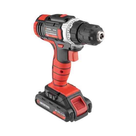 Дриль-шурупокрут акумуляторний, Li-Ion, 18 В, 25 Nm, 0-400/0-1500 об/хв, 1,3 Аг INTERTOOL WT-0313 Киев