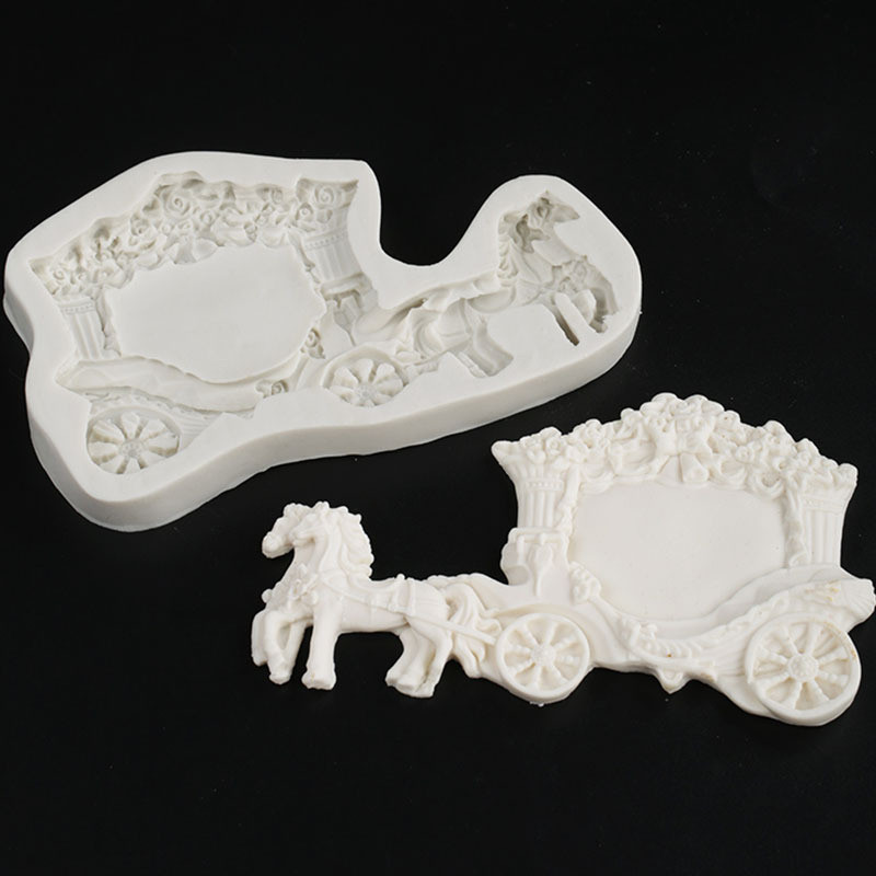Молд силиконовый Карета с лошадями 142 на 67 мм серый Киев - изображение 5