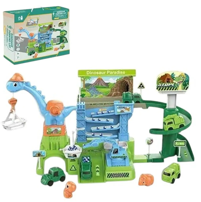 Гараж-парковка Діно парк 4 моделі транспорту механічний кран кульки (ZX 863 A) Чернігів - фото 1