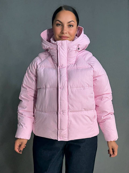 Куртка жіноча Haiziyuan 8589 середня довжина з капюшоном рожева, рожевий, L Київ - фото 11