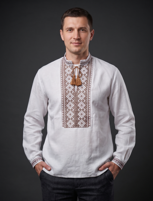 Чоловіча сорочка-вишиванка на довгий рукав в етно стилі Київ - фото 3