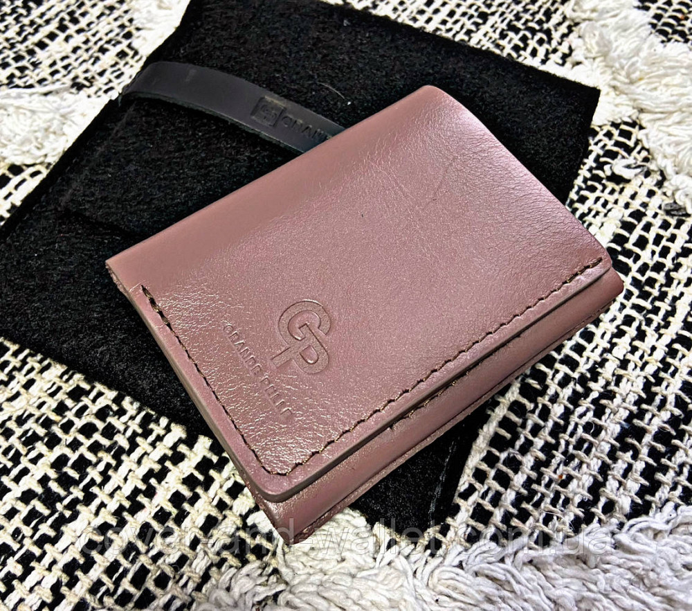 Жіночий маленький гаманець пудрового кольору на магніті з італійської шкіри Grande Pelle 503665 Київ - фото 1