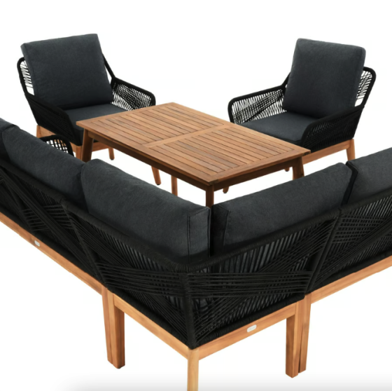 Комплект садових меблів для тераси двору балкона набір столу та стільців для відпочинку Di Volio Albenga чорний Київ