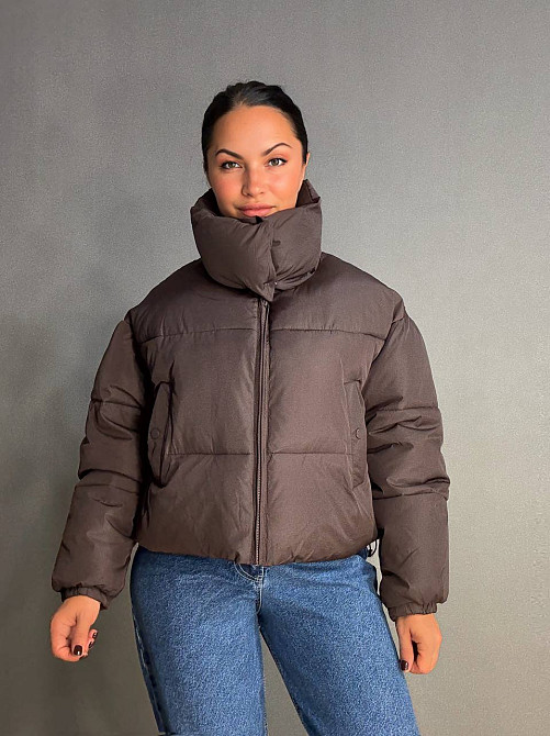 Куртка жіноча Lady Yep 10043 коротка на блискавці з коміром коричнева, коричневий, 42 Київ - фото 1