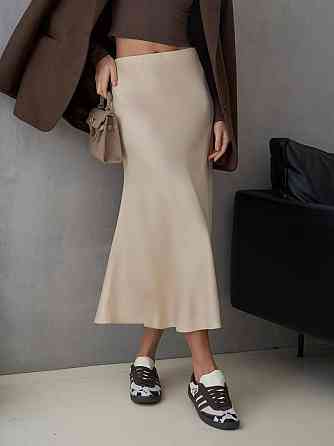 Жіноча легка романтична спідниця міді шовк армані Бежевий, 46/48 Одеса