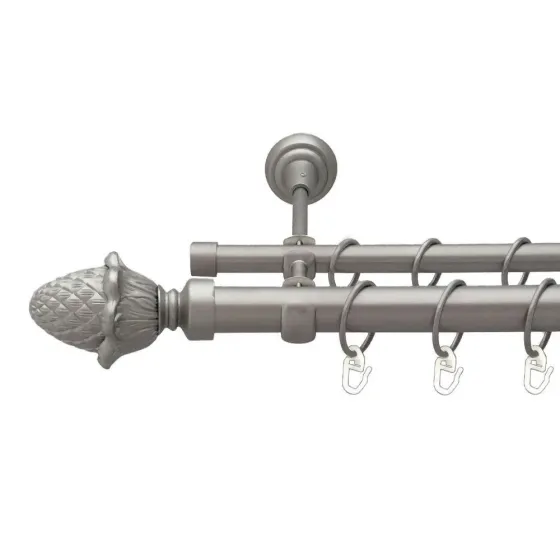 Карниз Orvit Цинара металевий дворядний відкритий гладка труба кільце металеве Сатин 25\16 мм 160 см (6353215) Львів