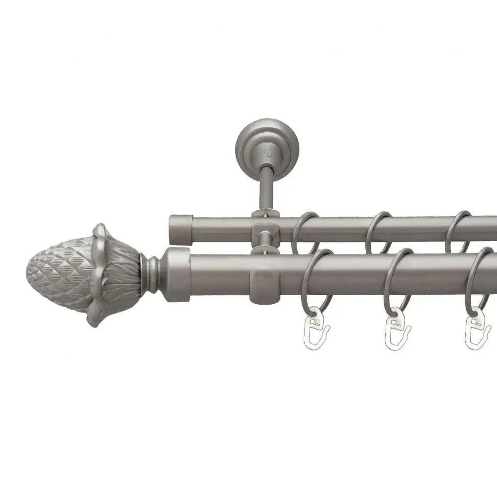 Карниз Orvit Цинара металевий дворядний відкритий гладка труба кільце металеве Сатин 25\16 мм 160 см (6353215) Львів - фото 1