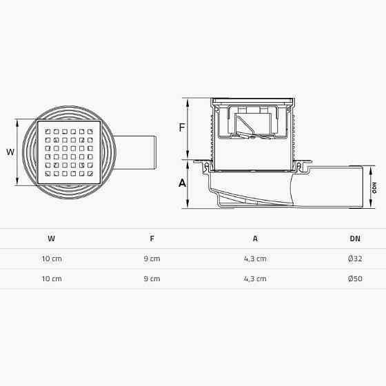 Трап душовий TILLO TM421 10х10см Киев