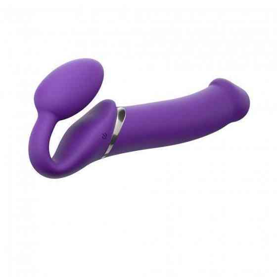 Безремневой страпон с вибрацией Strap-On-Me Vibrating Violet XL, диам. 4,7см, пульт ДУ, регулируемый Sex Aura Киев