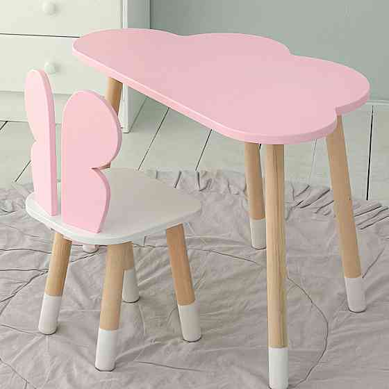 Красивый столик и стульчик для ребенка комплект мебели для учебы и фантазий Стол тучка и стул бабочка Киев