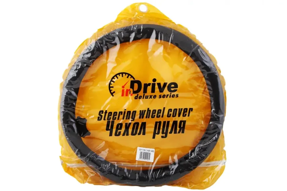 Оплітка на кермо шкіра M inDrive IDP-17380-2M чорний з вставкою під дерево (чехол на блискавки) Вінниця - фото 2