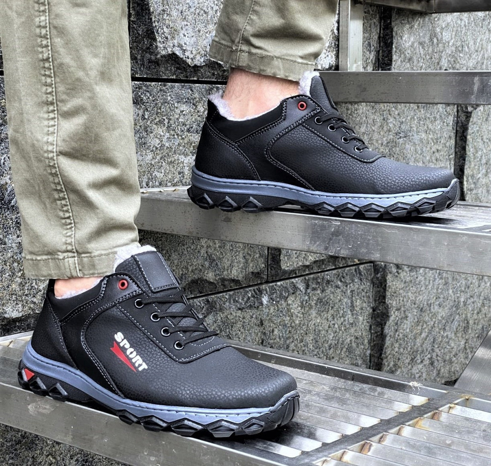 Кросівки ЗИМНІ На Хутрі Чорні Туфлі (розміри: 41,42,43,44) Дніпро - фото 4