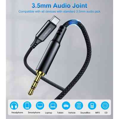 Перехідник USB-C to jack 3.5mm stereo audio (CDLA) 2.0m Choetech (AUX008-BK) Вінниця