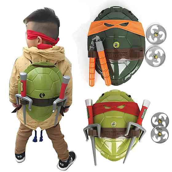 Бойовий набір Мікеланджело Черепашки Ніндзя RESTEQ, дитячий набір зі зброєю пов`язкою панцирем та сюрикенами Київ