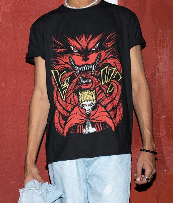Футболка з аніме принтом Наруто оверсайз (S/M/L) Чорний AnimeJ1000 Дніпро - фото 5