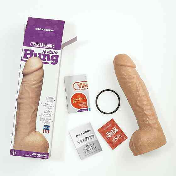 Фалоімітатор Doc Johnson Realistic Hung - Vanilla, Vac-U-Lock, діаметр 7 см Sex Aura Київ