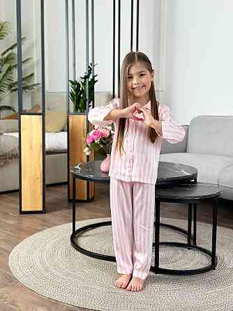 Дитяча піжамка із сатину Рожевий смужка 134-140 Харків