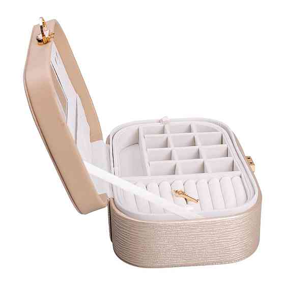 Yiwu Скринька для прикрас з еко шкіри 2 яруси із замком органайзер для ювелірних виробів HP-5-1 Коломыя