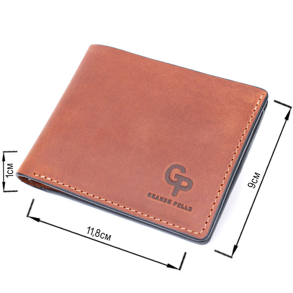 Компактный кошелек из натуральной кожи без застежки GRANDE PELLE 11661 Коричневый Киев - изображение 8