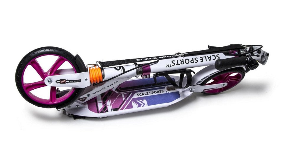 Складаний двоколісний самокат Scale Sports SS-10 з ручним гальмом. 2 амортизатори. Білий Одеса - фото 3