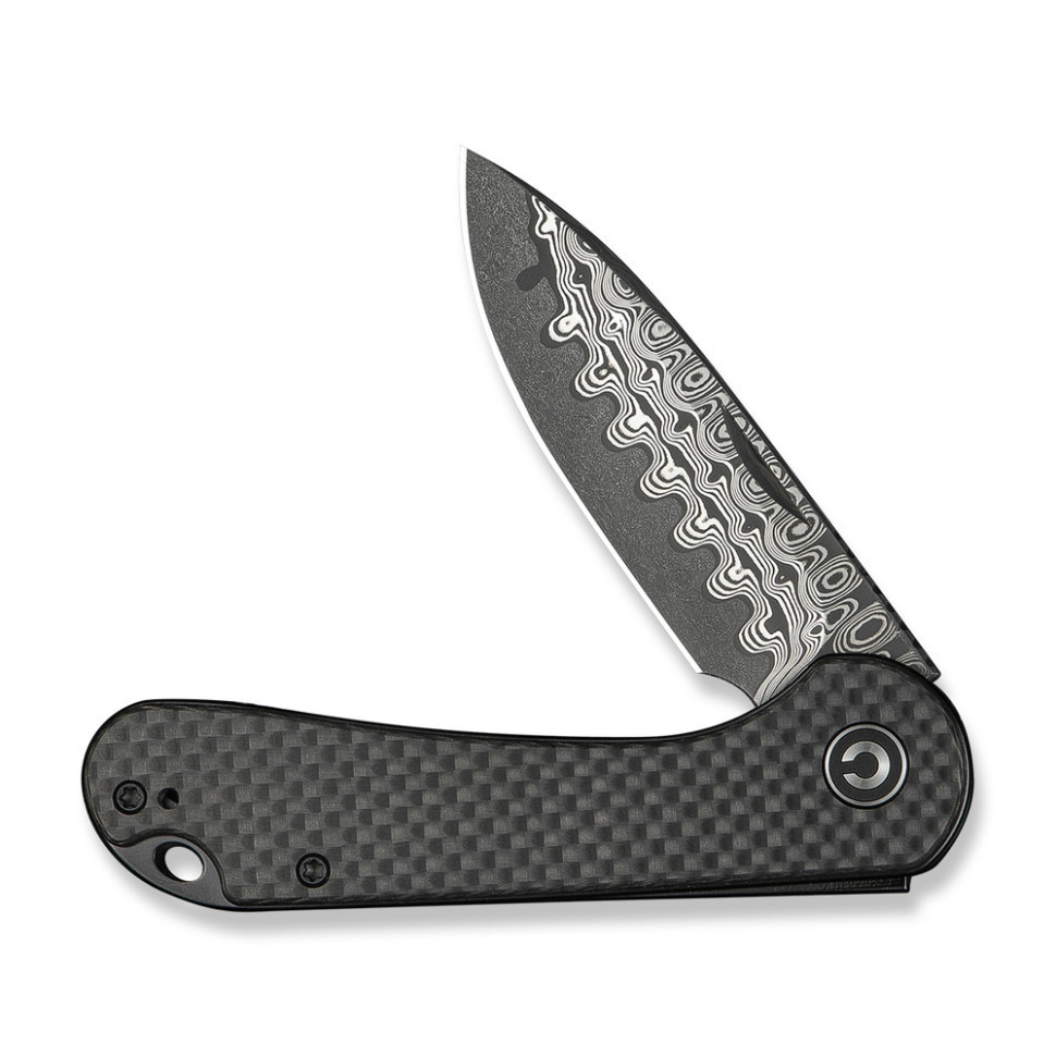 Ніж складаний кишеньковий Civivi Elementum Slip Joint, (7.5 см) Damascus / Carbon Fiber сірий Київ - фото 3
