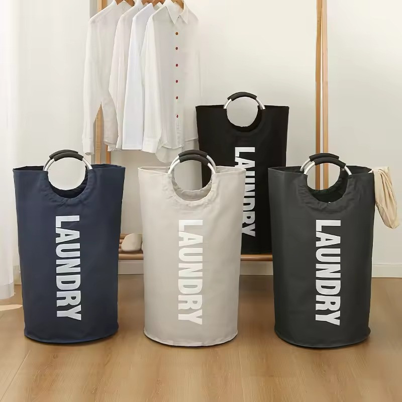 Корзина для белья в ванную, тканевая с алюминиевыми ручками бежевая Каменец-Подольский - изображение 3