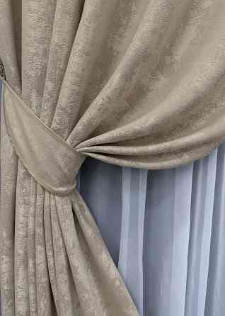 Комплект готовых штор VR-Textil Жаккард Sultan YL № 1548ш Бежевый 100х275 см 2 шт (31-755) Киев