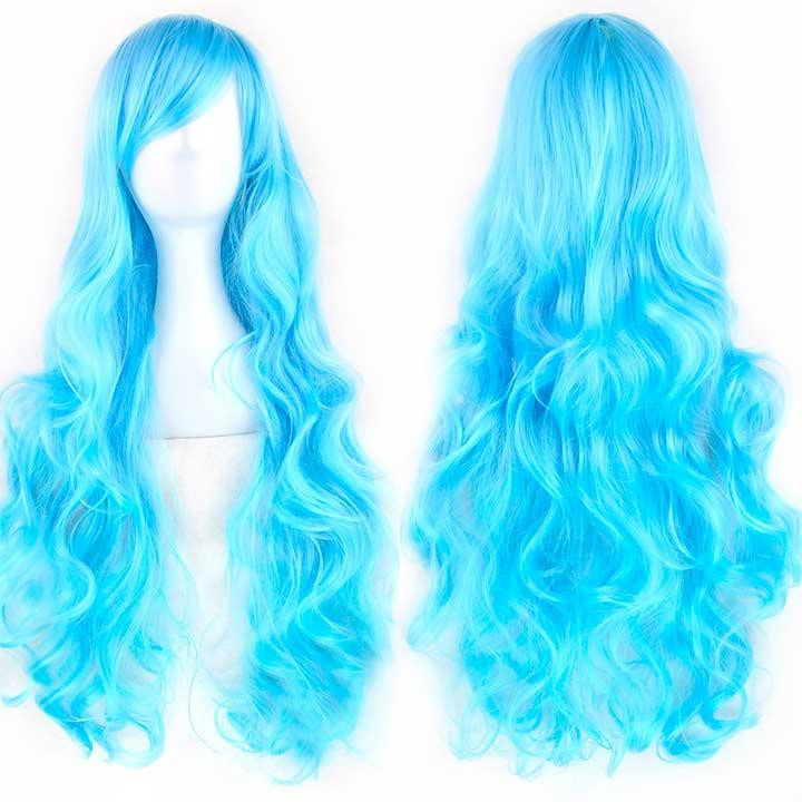Перука хвиляста аніме 80 см косплей "Блакитний" Вінниця - фото 1