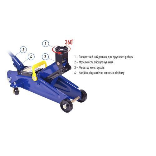 Гидравлический домкрат 2 т с подковерной картонной коробкой, высота подъема 135-335 мм, Iron Hand (IH-135335DP), 9 кг Харьков - изображение 3