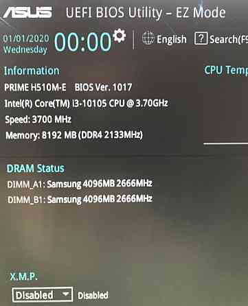 Процесор: 13-105/8Gb. DDR4 RAM / ASUS Prime H510M, кулер. Київ