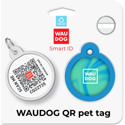 Адресник для животных WAUDOG Smart ID с QR паспортом "Градиент голубой", круг 30 мм (230-4036) Винница - изображение 5