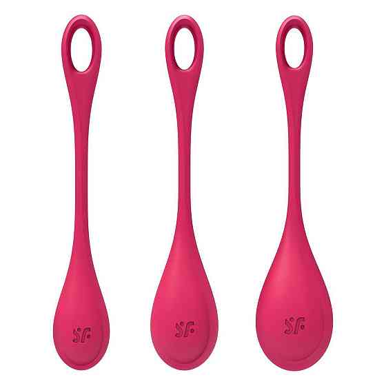 Набір йоні намистин Satisfyer Yoni Power 1 Red, діаметр 2-2,5-3см, вага 22-46-74гр Sex Aura Київ