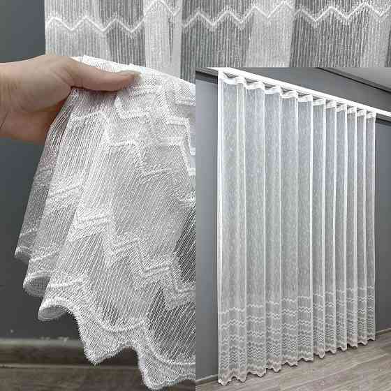 Тюль VR-Textil 1618т Лен с вышивкой белый 300х270 см (42-0578) Киев