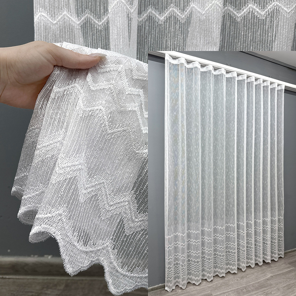 Тюль VR-Textil 1618т Льон з вишивкою білий 300х270 см (42-0578) Київ - фото 1