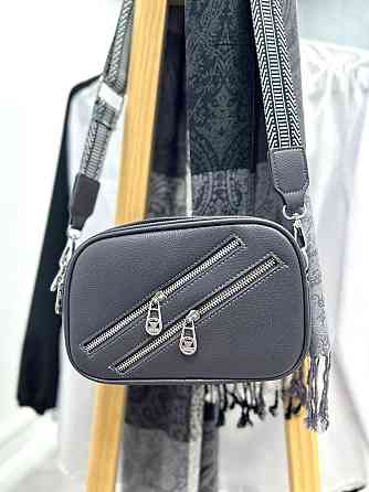 Маленькая женская сумочка с молниями Look Графит Киев