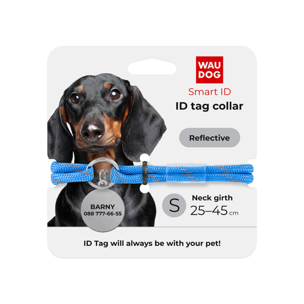 Шнурок для адресника з паракорду WAUDOG Smart ID, світловідбиваючий, розмір S, діаметр 4 мм, довжина 25-45 см синій Київ - фото 3