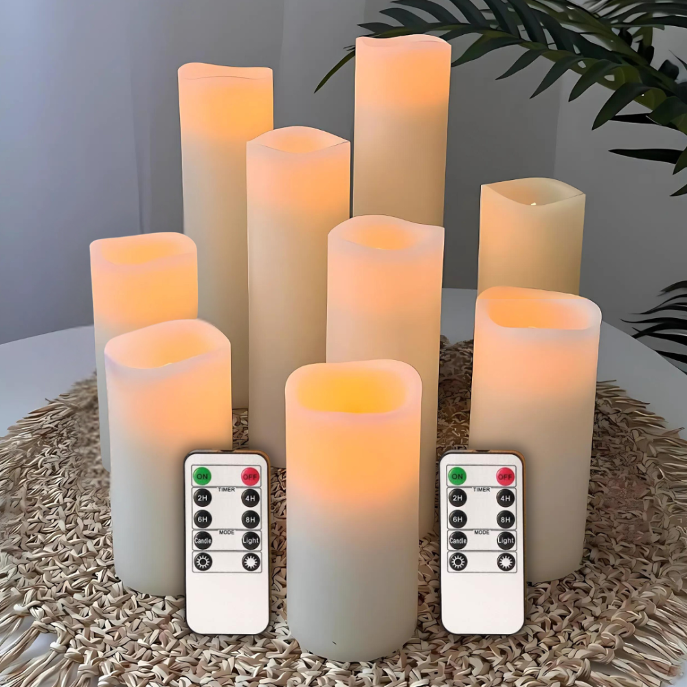 Набір світлодіодні свічки 9 шт. Niki Light лед світильник свічка на батарейках різних розмірів з пультом керування Київ - фото 1