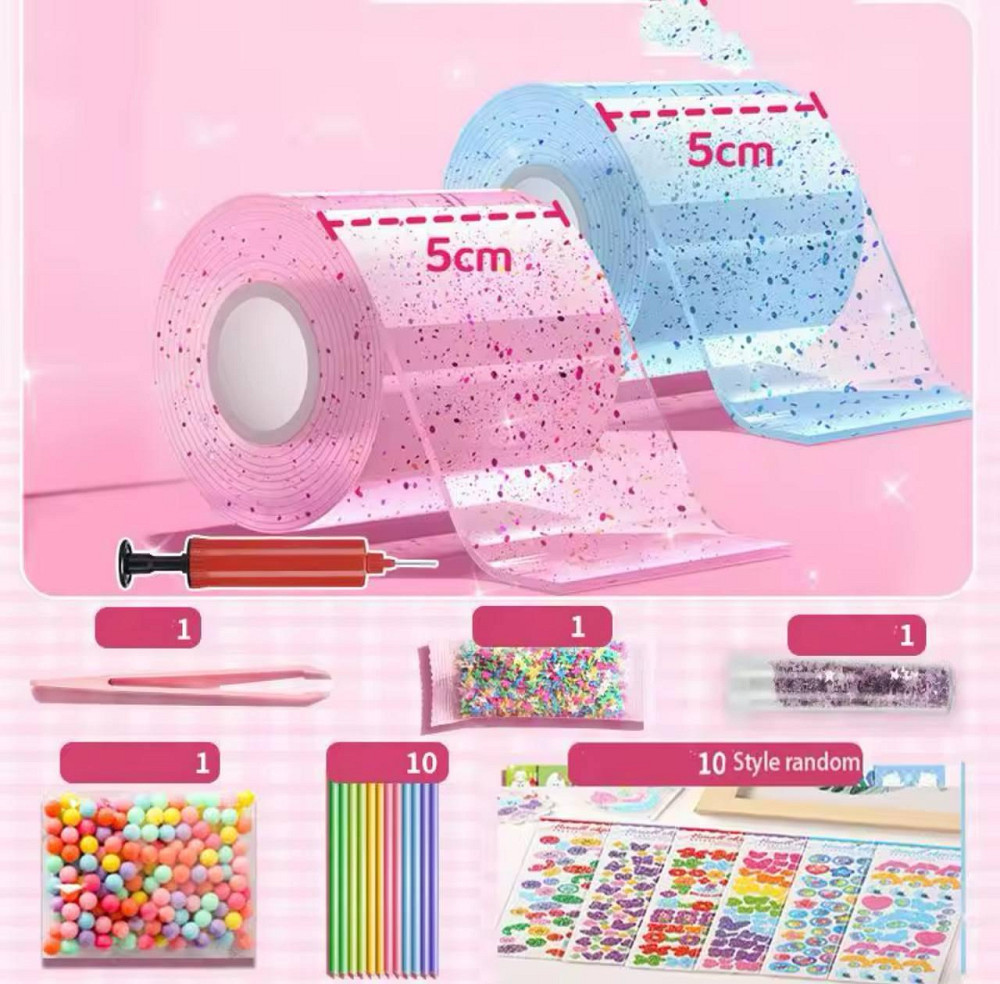 Набір для творчості з блискучою нано-стрічкою Bubble Kit для видування бульбашок та декором. Київ - фото 1