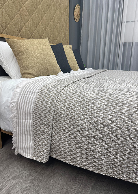 Покривало Dakota Fringe ЄВРО 200х230 см колір сірий з білим (85-196) Київ - фото 2