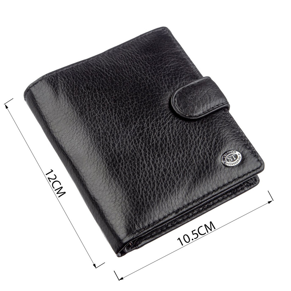 Невеликий шкіряний гаманець для чоловіків ST Leather 18832 Чорний Київ - фото 3